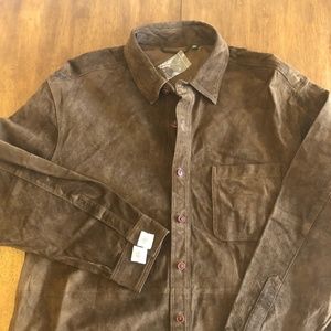 Leather Men's Button Down Shirt in XL